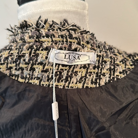 PARIS CHIC DESIGNER STYLE FRINGE TRIM GOLD BUTTON JACKET - Picture 10 of 11